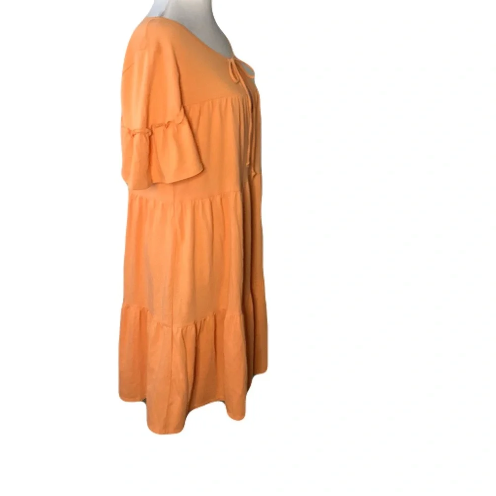 NWT J. Crew Women’s Medium Orange Tie-Neck Short Sleeve Summer Tiered Mini Dress